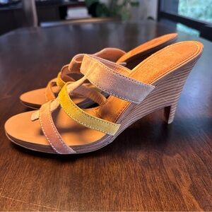 Sergio Rossi Suede Multi-Strap Sandals Wooden Cut Out Heels 40 9